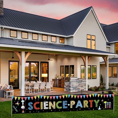 لافتة بتصميم علم كيميائي مقاس 118 انش × 20 انش للديكور بتصميم علم جنون ممتع للتجارب الكيميائية والادوات وخلفيات سوداء لافتة ساحة للاطفال للتجارب الفيزيائية والكيميائية لتزيين الحفلات in Kuwait