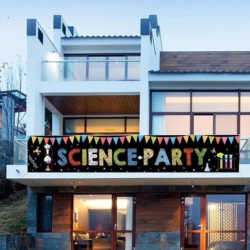 لافتة بتصميم علم كيميائي مقاس 118 انش × 20 انش للديكور بتصميم علم جنون ممتع للتجارب الكيميائية والادوات وخلفيات سوداء لافتة ساحة للاطفال للتجارب الفيزيائية والكيميائية لتزيين الحفلات in Kuwait