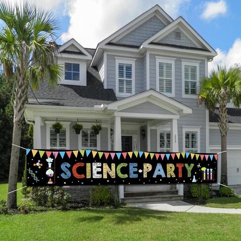 لافتة بتصميم علم كيميائي مقاس 118 انش × 20 انش للديكور بتصميم علم جنون ممتع للتجارب الكيميائية والادوات وخلفيات سوداء لافتة ساحة للاطفال للتجارب الفيزيائية والكيميائية لتزيين الحفلات in Kuwait