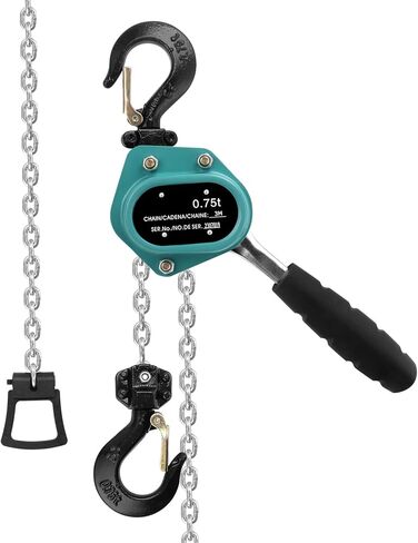 رافعة سلسلة فولغوتونيت 3/4 طن بسعة 1650 رطل، سلسلة سقوط 10 أقدام ارتفاع الرفع G80 سلسلة فولاذية تأتي على طول، 0.75 طن رافعة سلسلة رافعة يدوية للكراجات والمستودعات وورش العمل والمواقع الصناعية in Kuwait