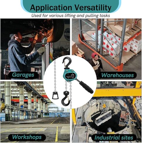 رافعة سلسلة فولغوتونيت 3/4 طن بسعة 1650 رطل، سلسلة سقوط 10 أقدام ارتفاع الرفع G80 سلسلة فولاذية تأتي على طول، 0.75 طن رافعة سلسلة رافعة يدوية للكراجات والمستودعات وورش العمل والمواقع الصناعية in Kuwait