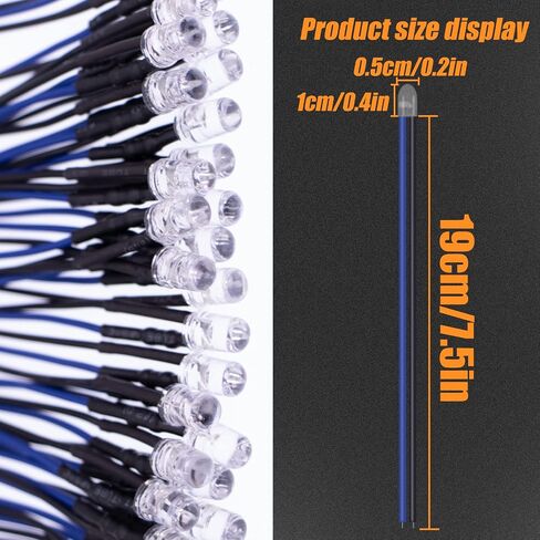 35 قطعة من صمامات LED زرقاء سلكية مسبقًا من Waycreat، وثنائيات LED فائقة السطوع 12 فولت 5 مم مع مقاوم مدمج لمشاريع DIY، وArduino، وRaspberry Pi، وإلكترونيات الهوايات in Kuwait