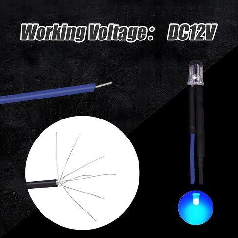 35 قطعة من صمامات LED زرقاء سلكية مسبقًا من Waycreat، وثنائيات LED فائقة السطوع 12 فولت 5 مم مع مقاوم مدمج لمشاريع DIY، وArduino، وRaspberry Pi، وإلكترونيات الهوايات in Kuwait