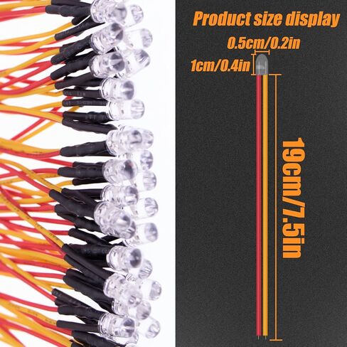 35 قطعة من صمامات LED زرقاء سلكية مسبقًا من Waycreat، وثنائيات LED فائقة السطوع 12 فولت 5 مم مع مقاوم مدمج لمشاريع DIY، وArduino، وRaspberry Pi، وإلكترونيات الهوايات in Kuwait
