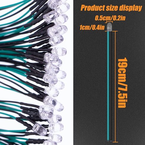 35pcs Prewired Yellow Led Diodes, Ultra-Bright 12V Prewired 5mm LED Diodes with Built-in Resistor for DIY Projects, Arduino, Raspberry Pi, and Hobby Electronics in Kuwait