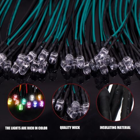 35pcs Prewired Yellow Led Diodes, Ultra-Bright 12V Prewired 5mm LED Diodes with Built-in Resistor for DIY Projects, Arduino, Raspberry Pi, and Hobby Electronics in Kuwait