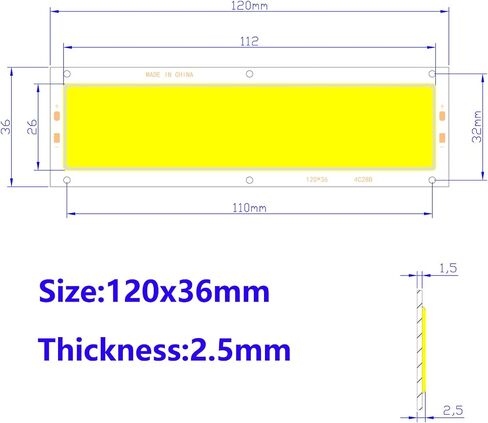 5 Pack COB LED Bar Lamp Module, 112-SMD LED Chip, 1600LM 16W LED Light Strip, DC 12V Input Bar Light Chip for DIY Car Lamp Auto Work Light, 4.7x1.4in Ultra-Thin LED Panel, Natural White 4200K in Saudi Arabia