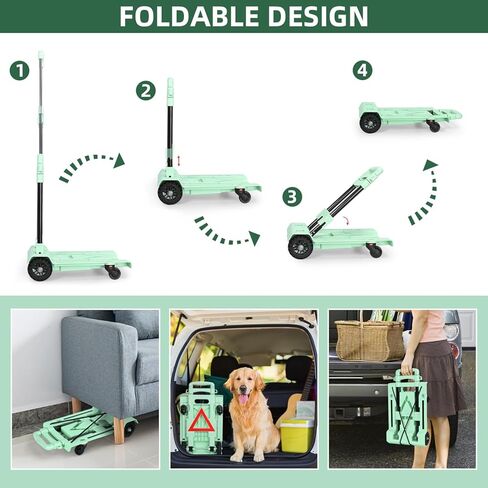 SELORSS 2 في 1 عربة أدوات قابلة للطي، عربة تسوق بقالة محمولة بعجلات، مقبض تلسكوبي وحقيبة مقاومة للماء قابلة للإزالة، شاحنة يدوية خفيفة الوزن وقابلة للطي ذات سعة كبيرة للسوبر ماركت in Kuwait