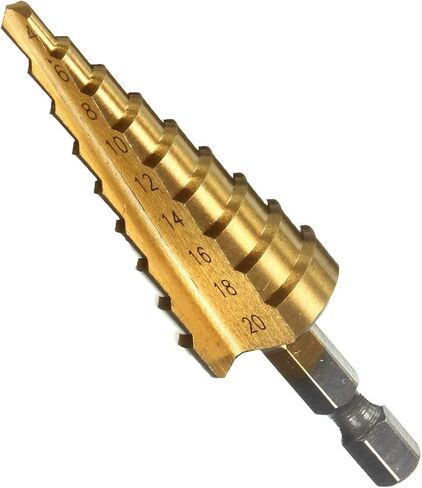 مجموعة لقم الثقب ذات الخطوة Yangoutool HSS، مجموعة لقم الثقب ذات الخطوة المطلية بساق سداسية مكونة من 3 قطع، 4-12/20 / 32 مم لقمة ثقب مخروطية كبيرة من التيتانيوم HSS in Kuwait