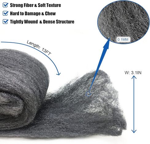 عبوتان من وسادات الصوف الفولاذي، لفات حاجز الماوس، نسيج شبكي سلكي، قماش للأجهزة، قماش الأجهزة، مزيج حشو الفجوات للتحكم في الحيوانات والفئران، الفتحة، خط الأنابيب، صدع الجدار، المنزل، المرآب، الصنفرة، جهاز الغسيل in Kuwait