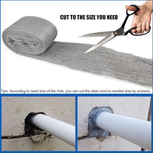 عبوتان من وسادات الصوف الفولاذي، لفات حاجز الماوس، نسيج شبكي سلكي، قماش للأجهزة، قماش الأجهزة، مزيج حشو الفجوات للتحكم في الحيوانات والفئران، الفتحة، خط الأنابيب، صدع الجدار، المنزل، المرآب، الصنفرة، جهاز الغسيل in Kuwait