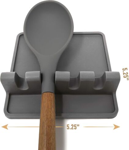 Zulay Kitchen Silicone Utensil Rest - BPA-Free, Durable Spoon Rest with Drip Pad - Heat-Resistant Spoon Rest for Stove Top - Spoon Rest for Kitchen Counter - Kitchen Gadgets & Kitchen Utensils Holder in Kuwait