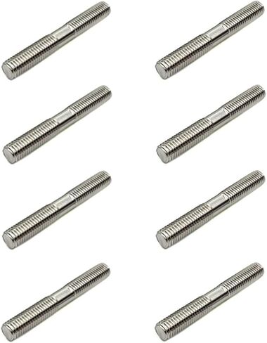 bnafes M8x60mm Push Rod Double End Thread Stud Tight Adjustable 304 Stainless Steel Silver Tone Pack of 8 in Saudi Arabia