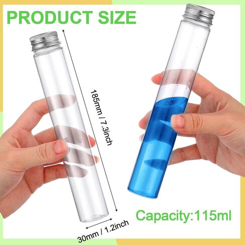 Xuhal 80 Pcs 115ml Plastic Test Tubes with Caps, 30 x 185mm Gumball Tubes as Storage Containers for Candy, Beads, Powder, Clear Test Tube for Sample Testing, Home Party in Kuwait
