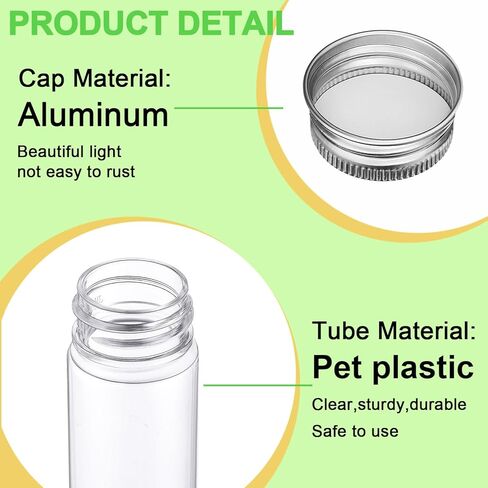 Xuhal 80 Pcs 115ml Plastic Test Tubes with Caps, 30 x 185mm Gumball Tubes as Storage Containers for Candy, Beads, Powder, Clear Test Tube for Sample Testing, Home Party in Kuwait