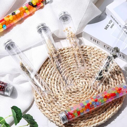 Xuhal 80 Pcs 115ml Plastic Test Tubes with Caps, 30 x 185mm Gumball Tubes as Storage Containers for Candy, Beads, Powder, Clear Test Tube for Sample Testing, Home Party in Kuwait