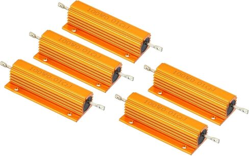 PATIKIL 100W 300 Ohm Aluminum Shell Resistor, 5 Pack Aluminum Housing Resistor Housed Case Wirewound Resistors Screw Tap Power Resistor, Golden in Kuwait