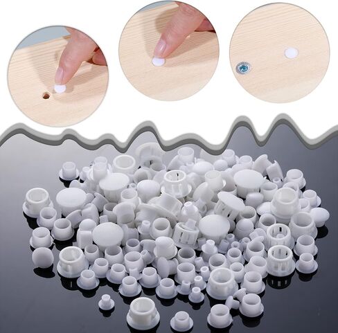 4 Sizes White Plugs Hole Cabinet Hole Plugs Plastic Plugs for Holes in Locking Hole Tube Furniture (3/16 Inch,5/16 Inch,3/8 Inch,1/2 Inch)(100 Pieces) in Saudi Arabia