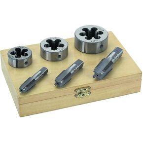 1 Set of 6 Piece Pipe Tap & Die - 1/4" 3/8" 1/2" STEEL TAP & DIE TOOL THREADER THREAD KIT PIPE THREADING in Saudi Arabia