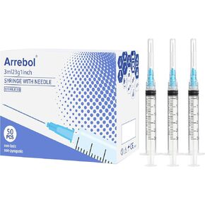 50-Pack 3ml Syringe With 1inch 23Ga luer lock needle,Plastic Disposable Tool for Scientific Labs,Liquids Refilling,Measuring in Saudi Arabia