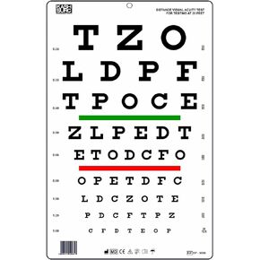 جدول اختبار الرؤية عن بعد شبه شفافة من Snellen 20 قدم مقاس 14 × 9 in Kuwait