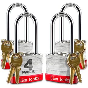 Padlock with Key - Padlock with Same Key, 1.25" Shackle, 2 Keys, Hardened Steel Case, Brass Cylinder Padlocks for Outdoor Use, Hasp Latch, Sheds, Fences, Lockers, Gym