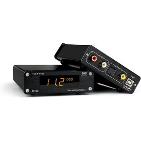 Topping D10s USB Digital to Analog Converters, XU208 ES9038Q2M HiFi USB DAC, DSD256 32Bit/384kHz USB to Coaxial Optical R/L RCA Audio Converter, Mini Desktop Signal Converters for PC/Phone (Black)