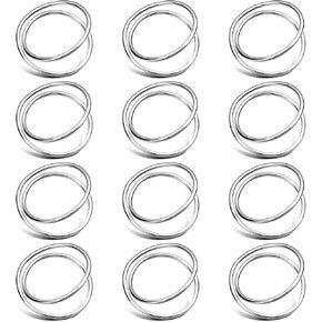 TecUnite 12 Pieces Gold Napkin Rings Metal Spiral Napkin Rings Buckles Simple Alloy Sliver Pink Napkin Rings Serviette Napkin Holder Ring for Weddings Dinner Party Table (Gold)