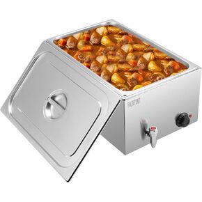 جهاز تسخين الطعام التجاري من فولجوتونيت، 600 وات 19 كيو تي، سخان طعام بالحجم الكامل، سطح طاولة بخار كهربائي احترافي باين ماري مع درجة حرارة قابلة للتعديل وغطاء للحفلات والمطاعم وتقديم الطعام in Kuwait