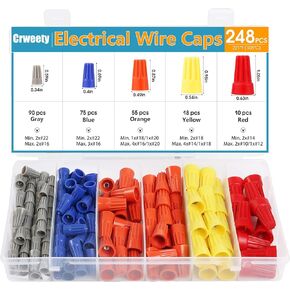 Crweety 248 Pcs Wire Connectors Electrical Nuts Wire Caps Electrical Wire Connectors Nuts Assortment for Quick Connection