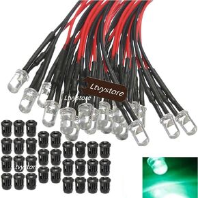 100Pcs 3MM 12V LED Pre Wired Prewired 7.87 Inch Lamp Light Bulb Prewired Emitting Diode Assorted Color & Black 3MM LED Plastic Clip Holder Display Panel in Saudi Arabia