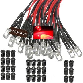 100Pcs 3MM 12V LED Pre Wired Prewired 7.87 Inch Lamp Light Bulb Prewired Emitting Diode Assorted Color & Black 3MM LED Plastic Clip Holder Display Panel in Kuwait