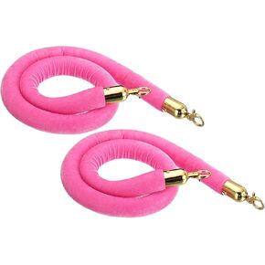 YOKIVE 2 Pcs Pink Velvet Stanchion Rope Crowd Control Barrier Rope, Manage The Crowd, Great for Hotels, Theaters, Ticket Offices (Golden, 4 Feet) in Kuwait