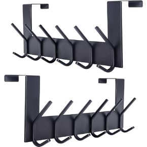 SKOLOO Over The Door Hook Black, Coat Rack for Entryway, Towel Hook for Bathroom, Stainless Steel Hook for Hanging Backpack, Jacket, Robes, Purse