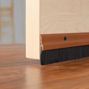 Deco Window Door Seal (1.5" Width X 36.5" Length) Gate Bottom Sealing Strip Draft Stopper with Aluminium Plate & Nylon Bristles for Weather Stripping, Air & Sound Blocking (Chocolate)