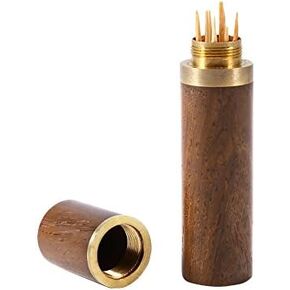 Walfront Premium Portable Delicate Wooden Toothpick Holder Chinese Style Decorative Pocket Toothpick Box Small Fancy Capsule Container for Survival Pills and More(Rosewood)