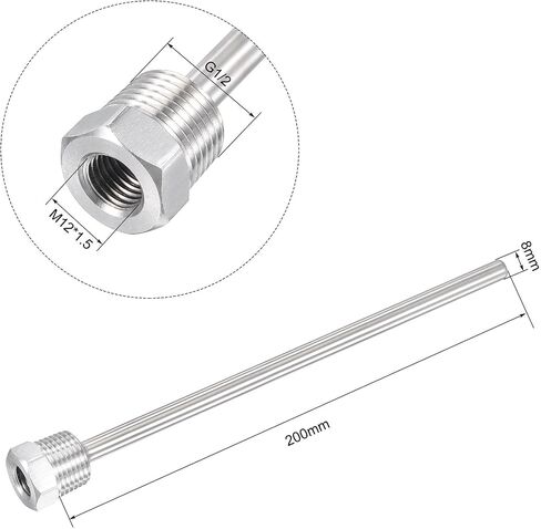 uxcell 8mm Dia G1/2 Thermowell Weldless Stainless Steel 201 200mm Length for Beer Fermenter in Saudi Arabia