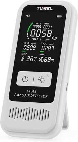 TUIREL Air Quality Monitor Tester, Air Quality Detector with LCD Digital Display, Air Pollution Detector Meter, PM2.5/1.0/10 HCHO TVOC Tester Temperature & Humidity Meter for Home Office, Car, Outdoor in Saudi Arabia