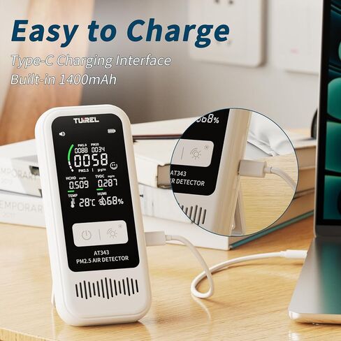 TUIREL Air Quality Monitor Tester, Air Quality Detector with LCD Digital Display, Air Pollution Detector Meter, PM2.5/1.0/10 HCHO TVOC Tester Temperature & Humidity Meter for Home Office, Car, Outdoor in Saudi Arabia