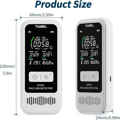 TUIREL Air Quality Monitor Tester, Air Quality Detector with LCD Digital Display, Air Pollution Detector Meter, PM2.5/1.0/10 HCHO TVOC Tester Temperature & Humidity Meter for Home Office, Car, Outdoor in Saudi Arabia