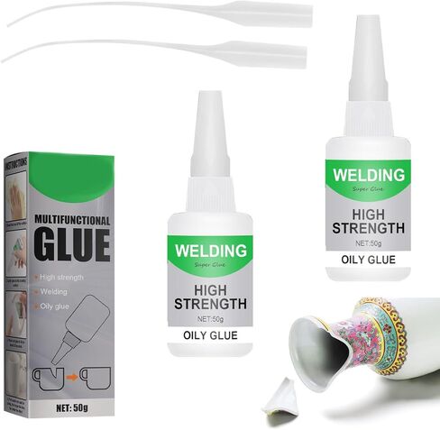 قطعتان من غراء زيتي لحام عالي القوة، غراء VingTank Universal Super Glue، غراء بلاستيكي قوي لإصلاح ومعالجة سريعة للمعادن والبلاستيك والخشب والزجاج واليشم وما إلى ذلك (50 جم) in Kuwait