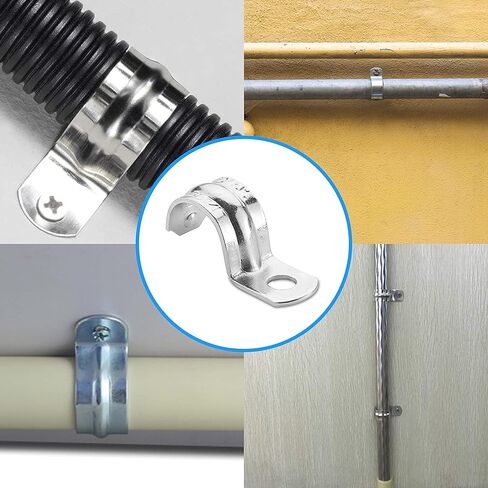 OhLectric 1 Hole 3/4 Inch EMT Pipe Strap | Reinforced Rib, Hole for Extra Strength | Snap-On Installation | Zinc-Plated Steel Pipe Clamp to Secure EMT Conduit | Pack Of 100; OL-42964 in Kuwait