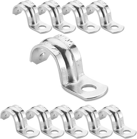 OhLectric 1 Hole 3/4 Inch EMT Pipe Strap | Reinforced Rib, Hole for Extra Strength | Snap-On Installation | Zinc-Plated Steel Pipe Clamp to Secure EMT Conduit | Pack Of 100; OL-42964 in Kuwait