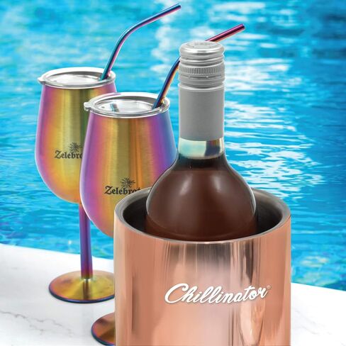 Premium Iceless Wine Chiller Bucket – Champagne Bucket - Insulated Double Walled to Keep 750ml White Wine Bottles Colder for Longer Wine Bottle Cooler bucket Champagne Chiller (Stainless Steel) in Saudi Arabia