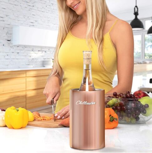 Premium Iceless Wine Chiller Bucket – Champagne Bucket - Insulated Double Walled to Keep 750ml White Wine Bottles Colder for Longer Wine Bottle Cooler bucket Champagne Chiller (Stainless Steel) in Saudi Arabia