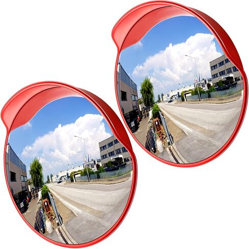 2 Pcs 30" Safety Convex Mirror Traffic Mirror Outdoor Indoor Driveway Street Corner Mirror Security Blind Spot Mirror for Road Garage Parking Lot Warehouse, Tear off The Protective Film Before Use in Saudi Arabia