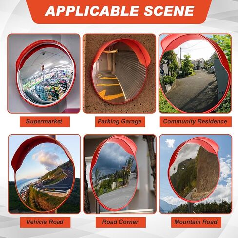 2 Pcs 30" Safety Convex Mirror Traffic Mirror Outdoor Indoor Driveway Street Corner Mirror Security Blind Spot Mirror for Road Garage Parking Lot Warehouse, Tear off The Protective Film Before Use in Saudi Arabia
