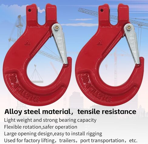 2 حزمة من خطافات Clevis المنزلقة مع مزلاج، خطافات سلسلة أمان فولاذية شديدة التحمل مقاس 3/8 بوصة، حد حمل العمل 4400 رطل درجة 80 من سبائك الصلب المطروقة in Kuwait