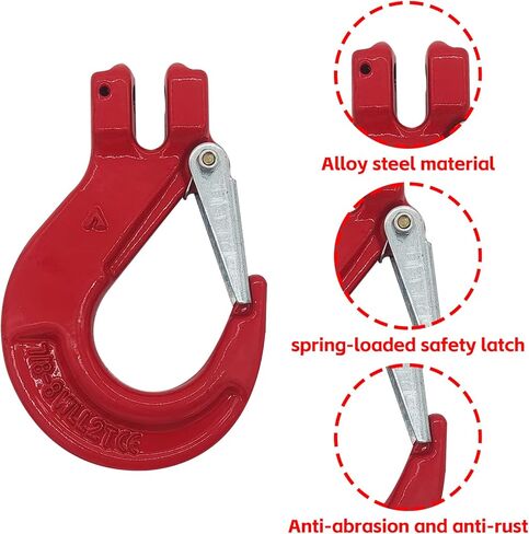 2 حزمة من خطافات Clevis المنزلقة مع مزلاج، خطافات سلسلة أمان فولاذية شديدة التحمل مقاس 3/8 بوصة، حد حمل العمل 4400 رطل درجة 80 من سبائك الصلب المطروقة in Kuwait