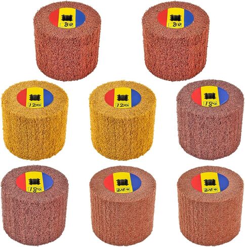 مجموعة من 8 قطع من العجلات غير المنسوجة لرسم الأسلاك الكاشطة للمعالجة السطحية للمنتجات المعدنية، 120 × 100 مم، الحصباء: 80 * 2، 120 * 2، 180 * 2، 240 * 2 in Kuwait